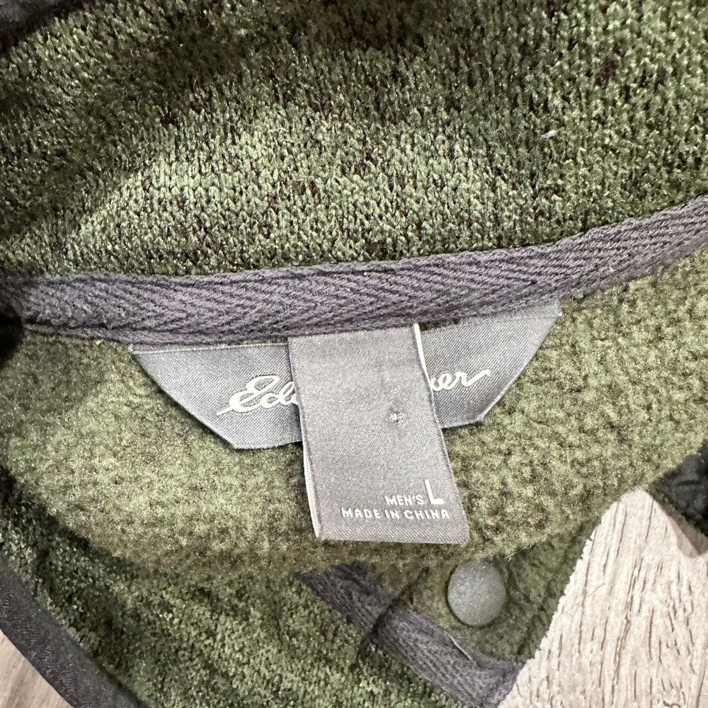Eddie Bauer Mens Quarter Snap Fleece Pullover Heathered Green Large 50000090 - Picture 6 of 13
